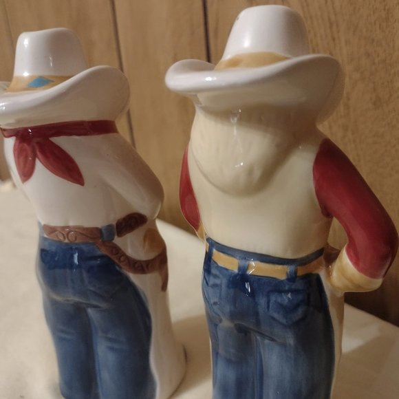 2 Sets Cowboy Vintage Salt & Pepper Shaker Sets Western Decor - Picture 6 of 11